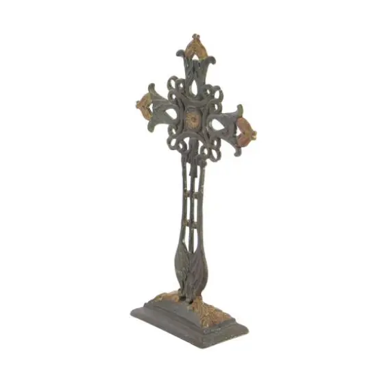 21" Copper Traditional Decorative Cross Sculpture {5}
