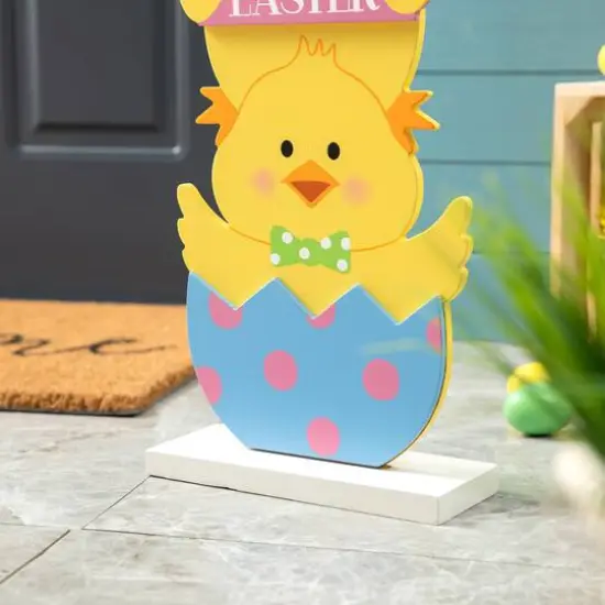 Glitzhome&reg; 30" Easter Wooden Stacked Chicks Porch Decor {6}
