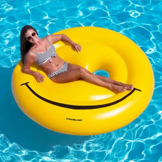 72" Inflatable Yellow Smiley Face 2-Person Raft {5}