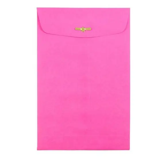 JAM Paper 6" x 9" Ultra Fuchsia Hot Pink Open End Catalog Envelopes with Clasp Closure {3}