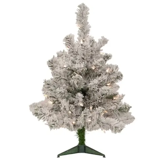 2ft. Pre-Lit Flocked Madison Pine Artificial Christmas Tree, Clear Lights {1}