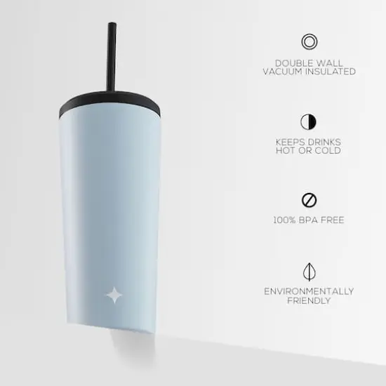 JoyJolt&reg; 20oz. Vacuum Insulated Tumbler with Flip Lid & Straw Blue {5}