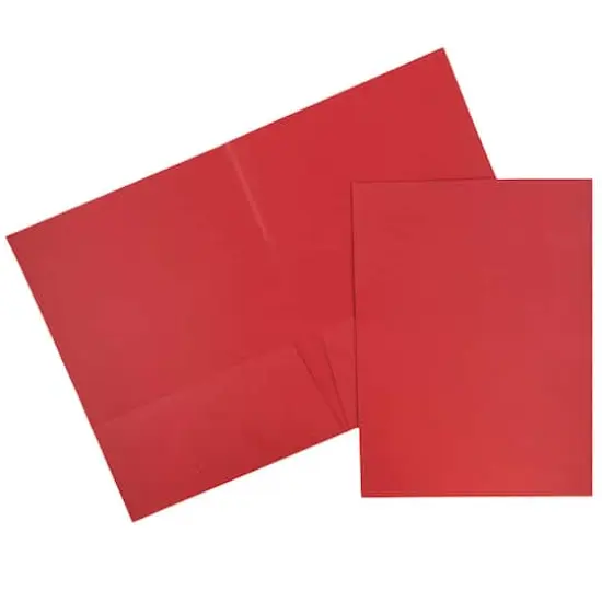 JAM Paper 2-Pocket Textured Linen Business Folders, 6ct. Red {1}