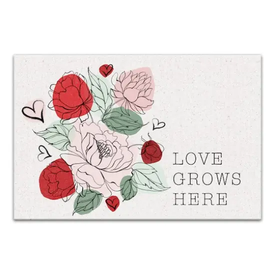 Love Grows Here Floral Canvas Wall Art {1}