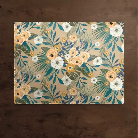Tropical Floral Cotton Twill Placemat Beige {3}