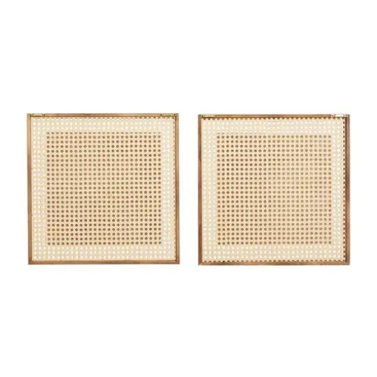 Set of 2 Brown Wood Farmhouse Wall Decor 16"x 16" {3}