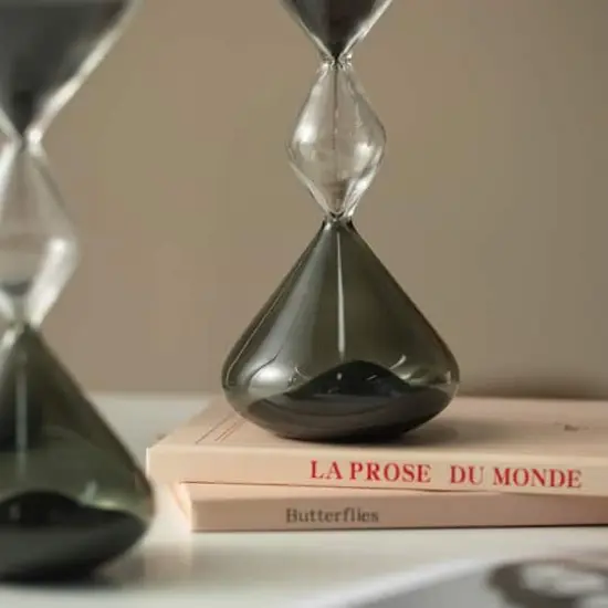 Glitzhome&reg; 7.75" Tri-Layer Two-Tone Color Hourglasses with Black Sand, 2ct. {6}