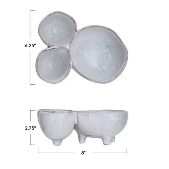 Hello Honey® 8" Cream 3-Section Stoneware Footed Serving Dish {5}