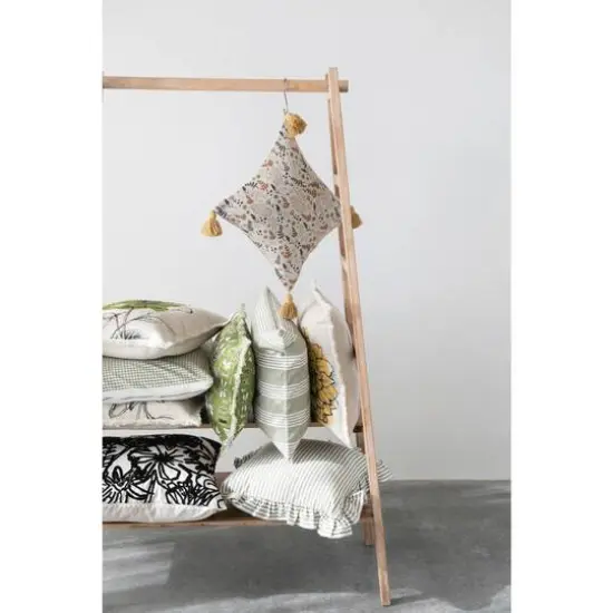 Garden Studies Embroidered Square Throw Pillow with Fringes {5}