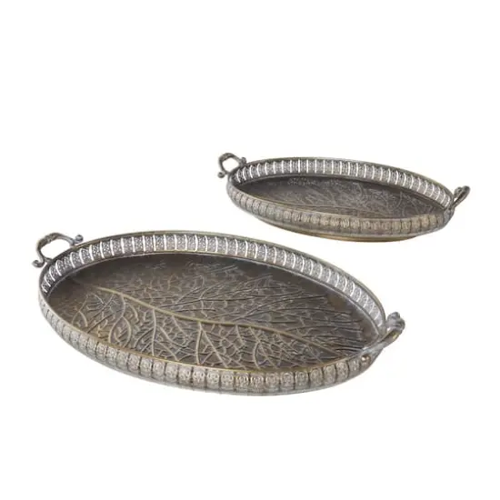 Brass Tree Patterned Tray Set {4}