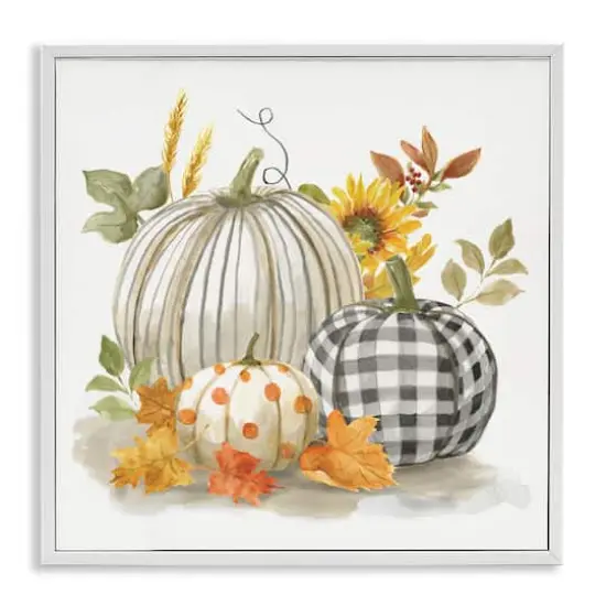 Stupell Industries Patterned Pumpkins Autumn Harvest Framed Giclee Art White {1}