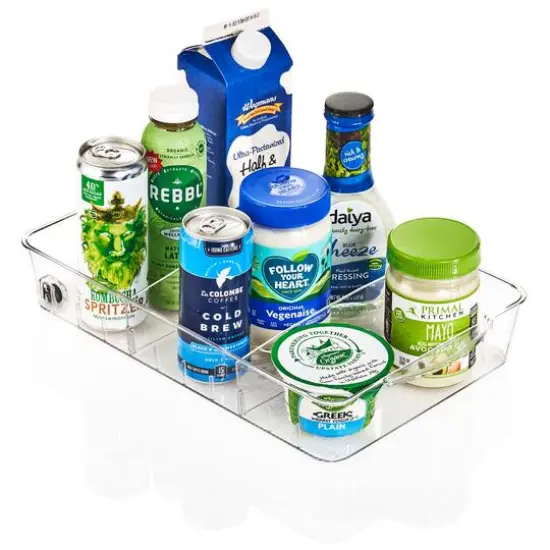 Sorbus Large Clear Organizing Bin on Wheels with Removable Dividers {1}