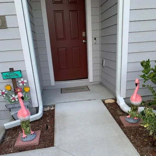 25.5" Pink Standing Flamingo Outdoor Garden Statue {4}