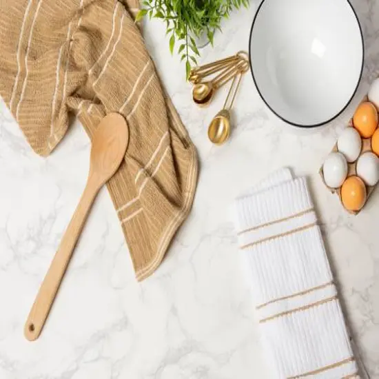 DII&reg; Striped Ribbed Terry Dish Towels, 6ct. Mocha/White {4}