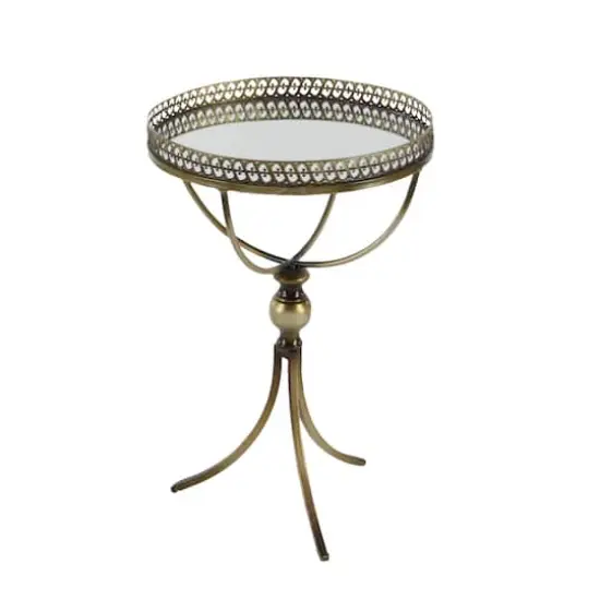 24" Brass Iron Traditional Accent Table {3}