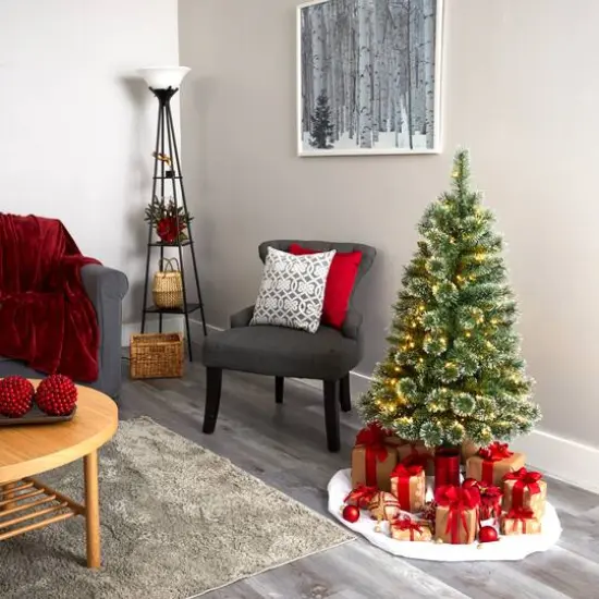 4ft. Pre-Lit Wisconsin Slim Snow Tip Pine Artificial Christmas Tree with Clear LED Lights {7}