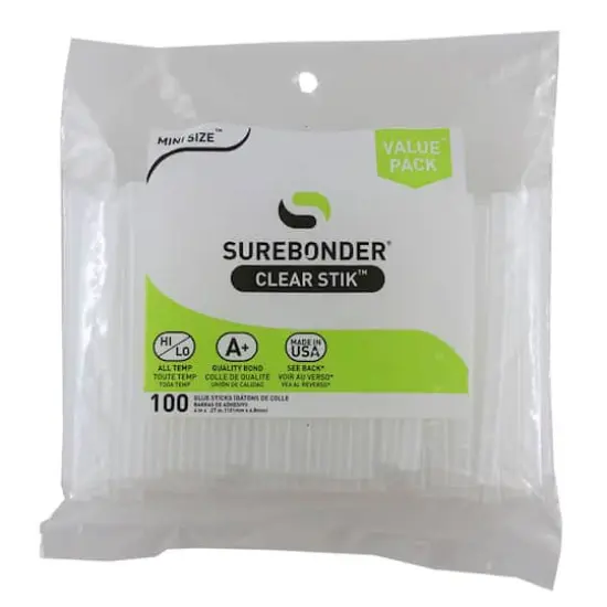 Surebonder&reg; Clear Dual Temp Mini Glue Sticks, 2 Packs of 100 {3}