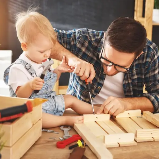 Kids Wood Tabletop Toy Workbench Playset {6}
