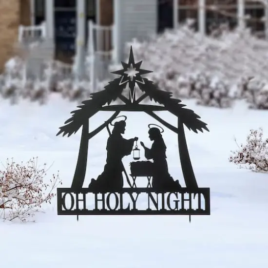 Glitzhome&reg; 2.5ft. Metal Nativity Silhouette Yard Stake {4}