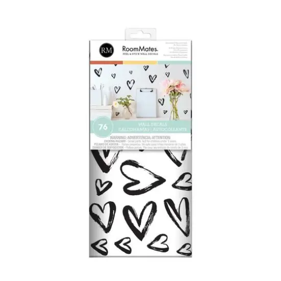 RoomMates Black Sketchy Hearts Peel & Stick Wall Decals {7}