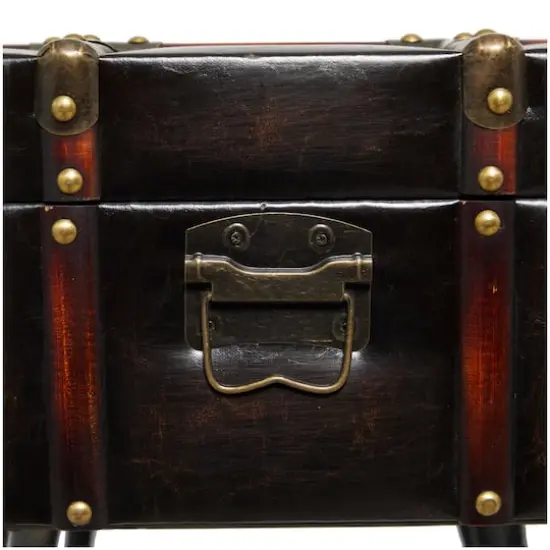 Black Faux Leather Studded Coffee Table Set {9}