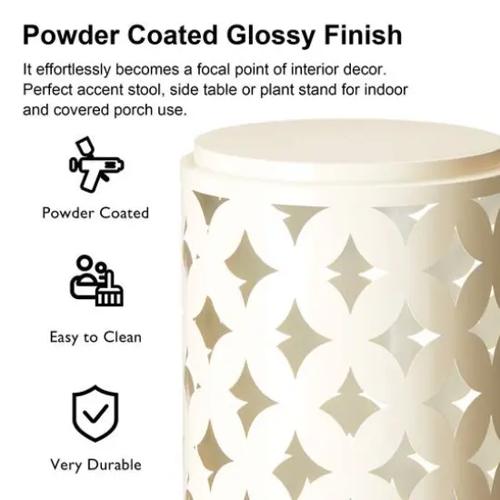 Glitzhome&reg; Modern Heavy Duty Metal Frame Side Table Set Cream White {6}