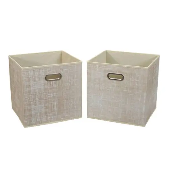 2 Pack Household Essentials 13" Fabric Storage Bins Tan Mix {10}