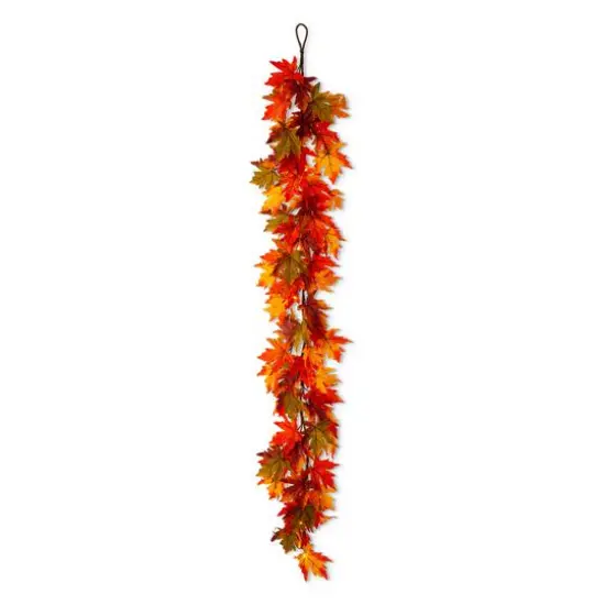 Glitzhome&reg; 6ft. Fall Lighted Maple Leaves Garland with Timer {9}