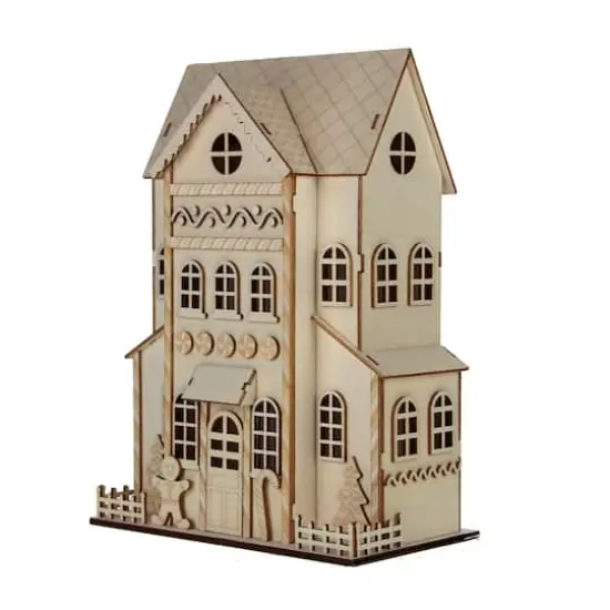 11.75" Unfinished Gingerbread House DIY LED Wood D&eacute;cor by Make Market&reg; {4}
