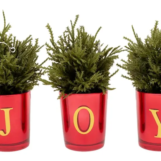 8" Christmas Joy Tabletop Votive Card Holder Set {4}