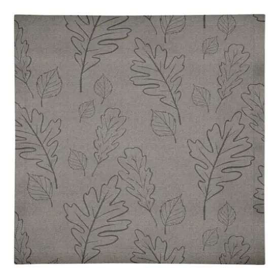 Gray Large Leaf Pattern Cotton Twill Napkin {1}