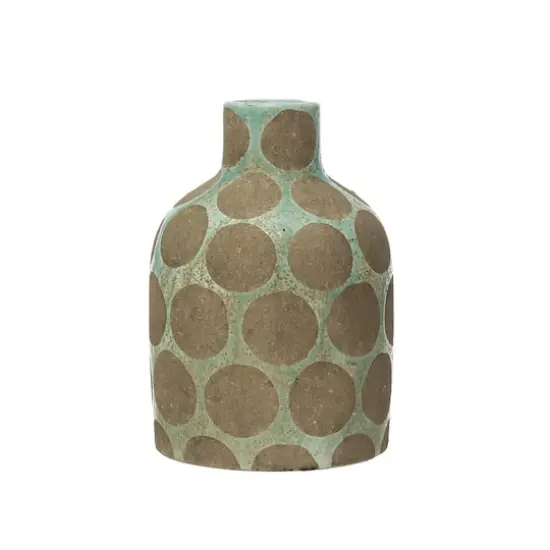 Hello Honey&reg; 9'' Blue Terra Cotta Vase with Wax Relief Dots {1}