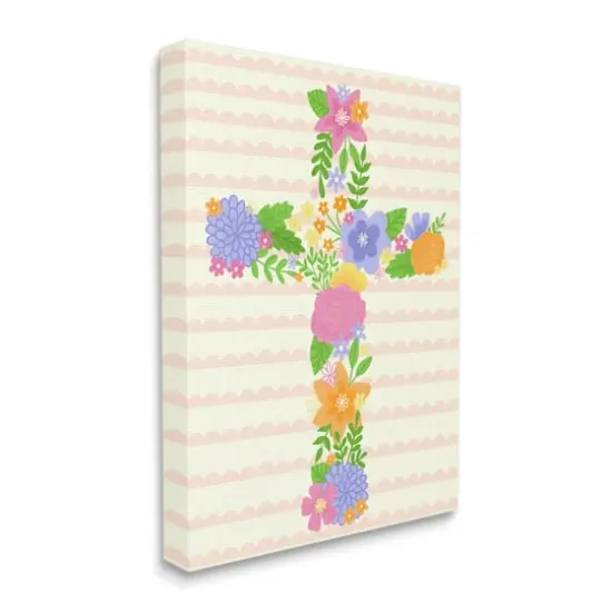 Stupell Industries Floral Cross Religious Symbol Canvas Wall Art {4}