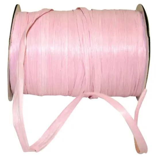 JAM Paper 1/4" Matte Raffia Ribbon, 100yd. Pink {1}