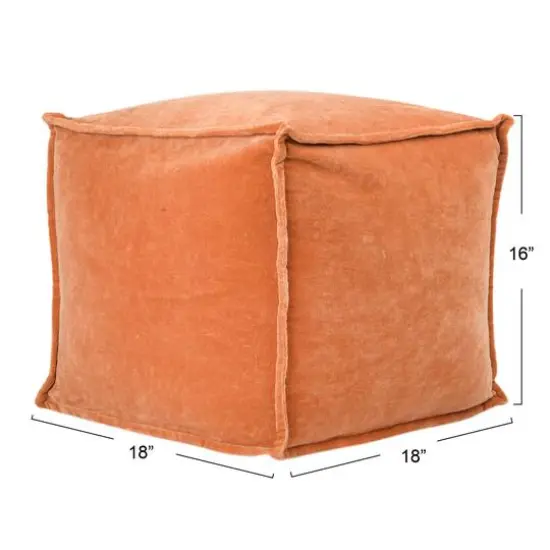 Hello Honey&reg; 18" Modern Boho Cotton Velvet Pouf Rust {7}