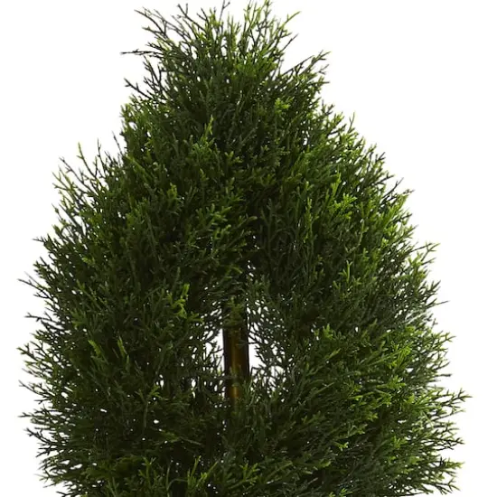 5ft. UV Resistant Double Pond Cypress Spiral Topiary Artificial Tree in Black Wash Planter {3}