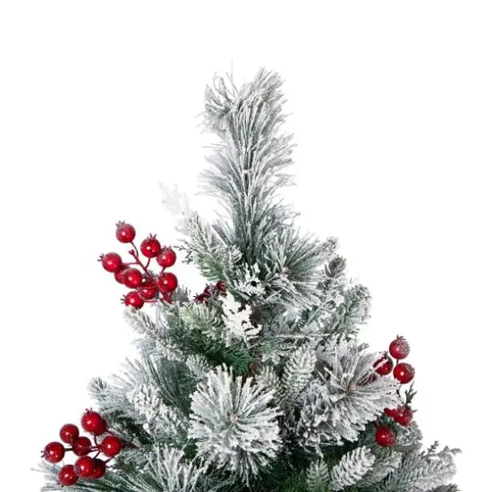 6.5ft. Unlit Real Touch&trade; Heavily Flocked Whittaker Spruce Full Artificial Christmas Tree with Frosted Red Berries {4}