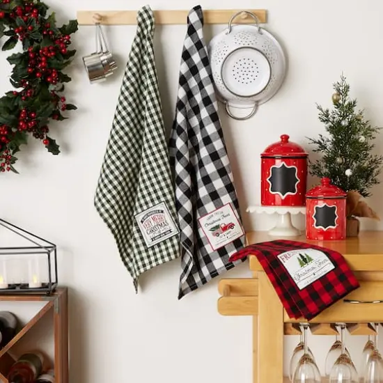 DII&reg; Christmas Tree Farm Embellished Dishtowels Set {5}