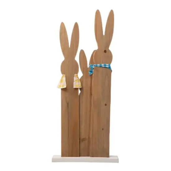 Glitzhome&reg; 30" Easter Wooden Bunny Family Standing D&eacute;cor {9}