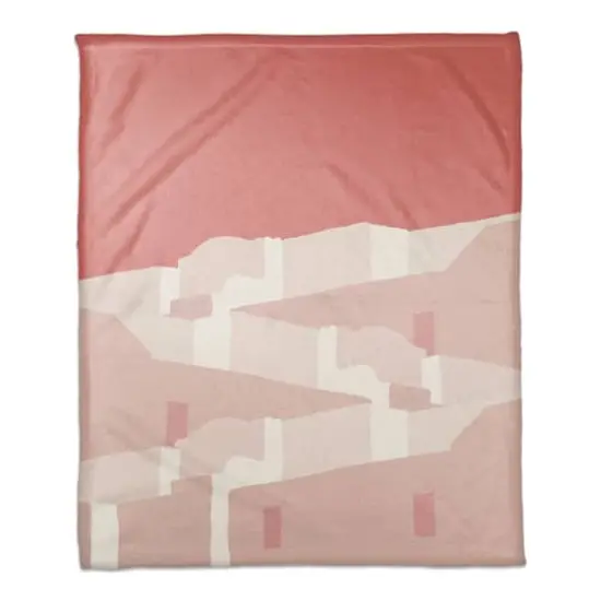 Pink Greece 50" x 60" Coral Fleece Blanket {1}