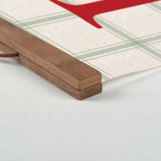 Joy Pointsettia Teak Hanging Canvas Wall Art {3}