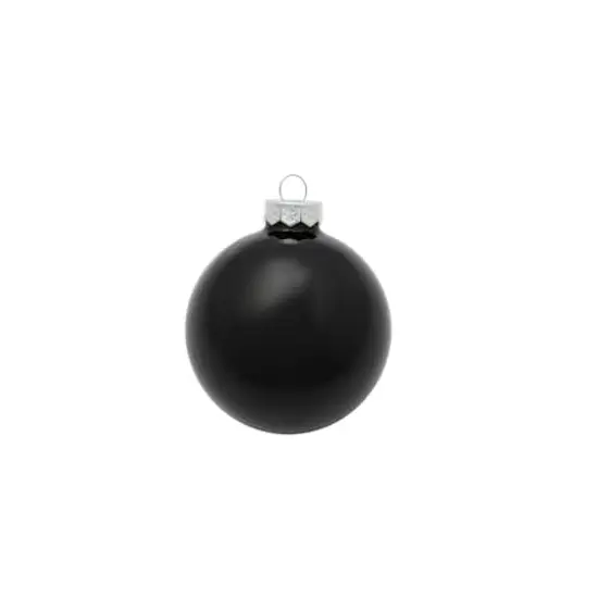 Whitehurst 8ct. 3.25" Shiny Glass Ball Ornaments Black Shiny {1}