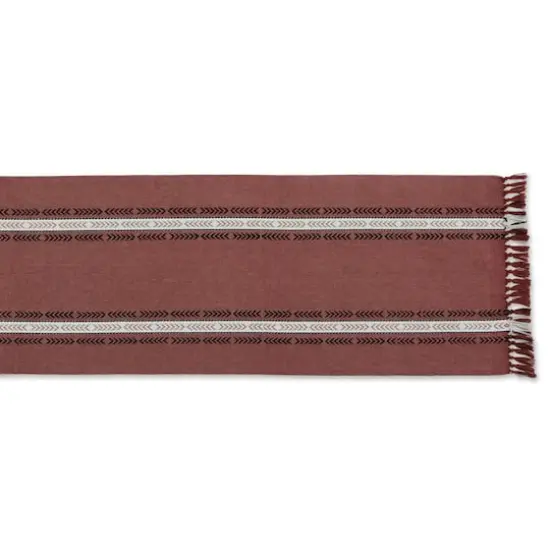 DII&reg; 72" Dobby Striped Fringe Ribbed Table Runner Dobby Clay {4}