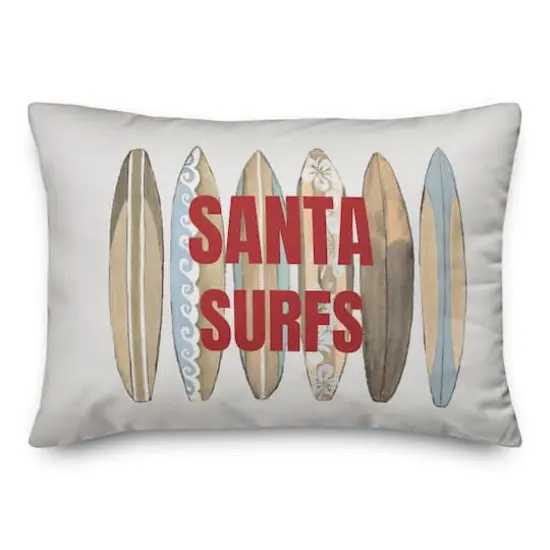 Santa Surfs Throw Pillow {1}