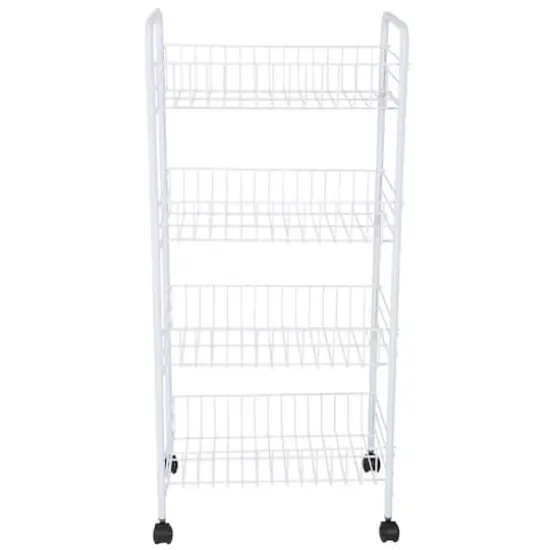Simplify 4-Tier White Rolling Storage Cart {3}