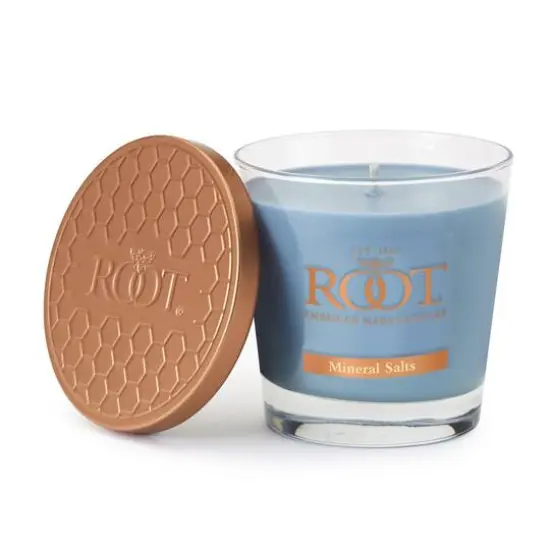 Root Candles 6.3oz. Small Scented Honeycomb Veriglass Jar Candle Mineral Salts {1}