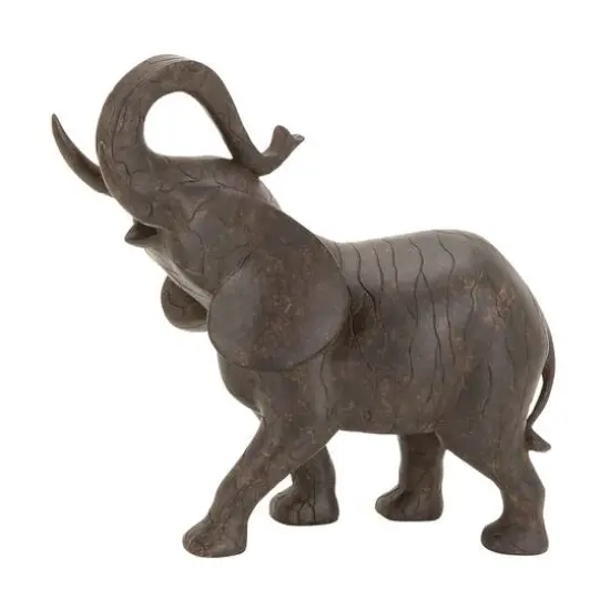 12" Gray Eclectic Elephant Sculpture {1}