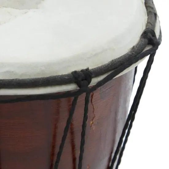 12" Brown Eclectic Mahogany Drum Sculpture {4}