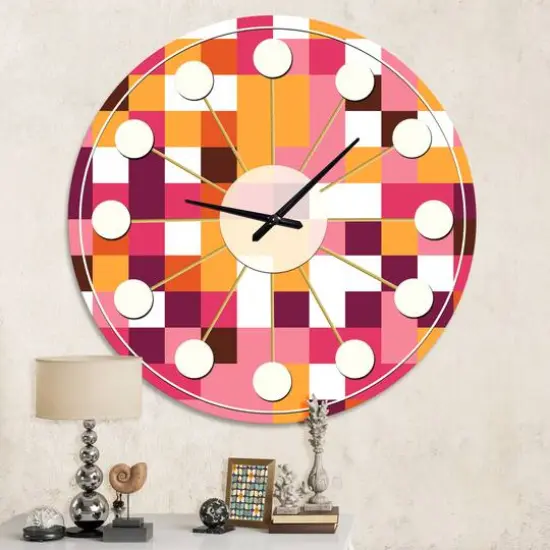 Designart 'Retro Geometric Design Vii Mid-Century Modern Wall Clock {1}