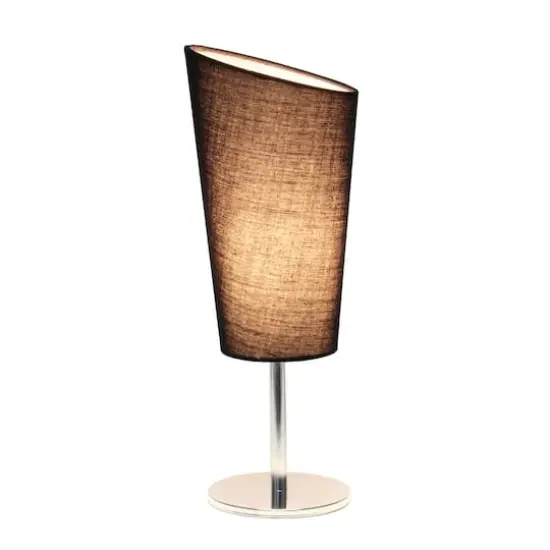 Simple Designs™ 12.5" Mini Chrome Table Lamp with Angled Fabric Shade Black {3}